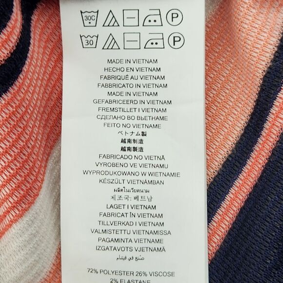 Michael Kors Drop Waist Dress Size XL Pink Blue Stripe Flounce Ruffle Preppy Y2K - Picture 8 of 9